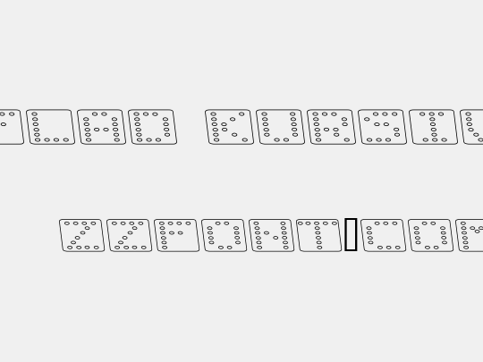 Domino flad kursiv omrids