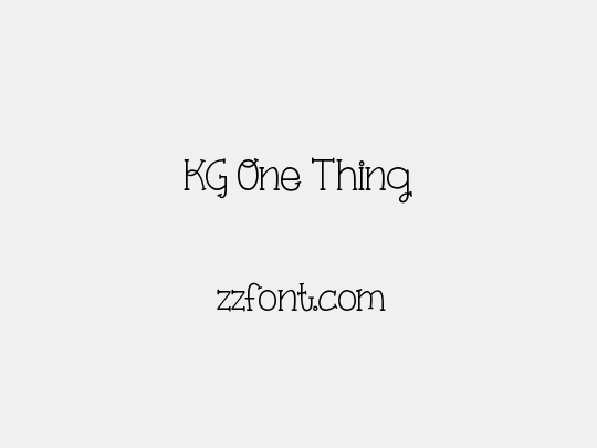 KG One Thing