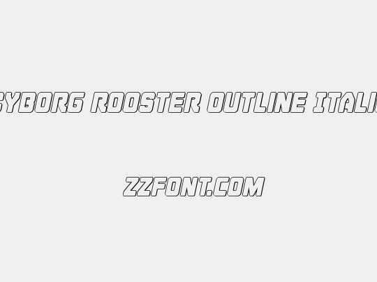 Cyborg Rooster Outline Italic