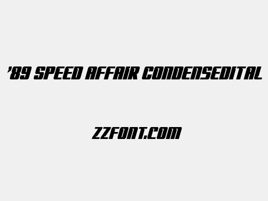 '89 Speed Affair CondensedItal