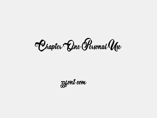 Chapter One Personal Use