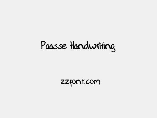 Paasse Handwriting